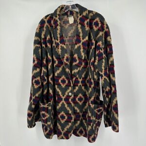 Loom Wear Womens Vintage Southwestern Jacket Size 1X Cozy Statement Aztec Desert